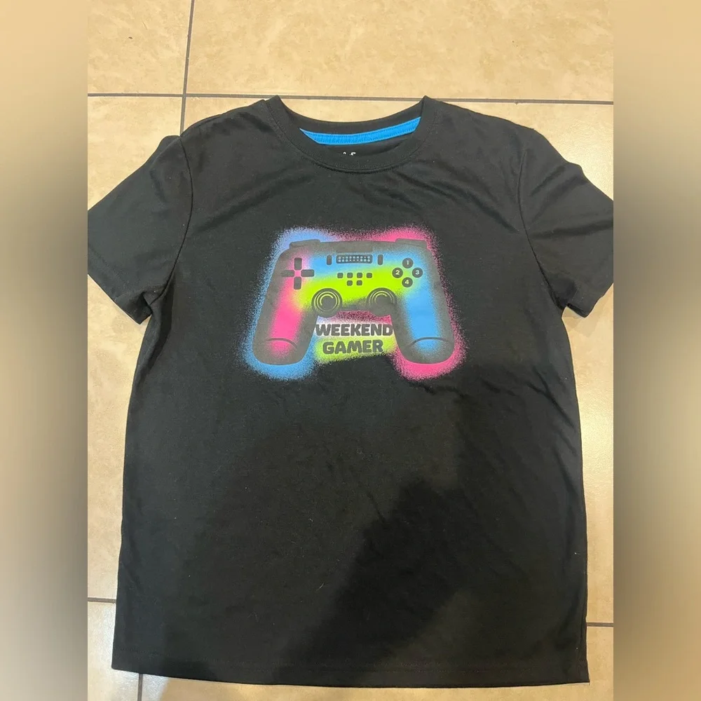 Cat & Jack Black T-Shirt with Colorful Controller Design
